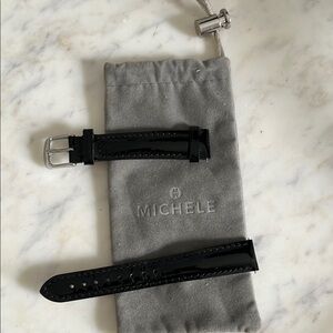 Michele Black Leather Watch Strap